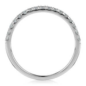 Bague de fiançailles et de mariage en or blanc 14 carats avec diamants de laboratoire, micro-serties, demi-éternité, minimaliste et empilable - Product Image 3