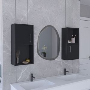 OBA 2 pezzi armadietto dei medicinali da bagno a parete aperto e chiuso ripiano da bagno - Product Image 1