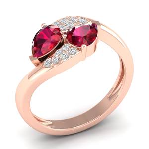 แหวนหมั้นเงินแท้ 925 ประดับมอสซาไนต์ทรงลูกแพร์ 1.5 กะรัต พร้อมพลอยทับทิม สำหรับงานแต่งงาน ลดราคาพิเศษจาก REYES - Product Image 2