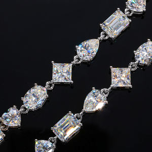 Pulsera de Cadena de Plata 925 con Diamante de Corte Esmeralda Engastado en Garra, Joyería Clásica de Boda para Mujer, Diseño Geométrico - Product Image 3