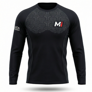 T-shirt de compression à manches longues pour homme, respirant, séchage rapide, éco-responsable, en Spandex/Polyester, personnalisable pour le fitness - Product Image 1
