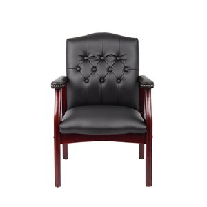 Sedia Ergonomica da Ufficio Direzionale con Seduta Imbottita e Braccioli in Pelle, per Sala d'Attesa, Riunioni e Conferenze - Product Image 5
