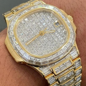 Reloj de Joyería Hip Hop con Diamantes Moissanite Cultivados en Laboratorio, Corte Redondo VVS, Correa de Goma, Reloj Mecánico Hecho a Mano - Product Image 3