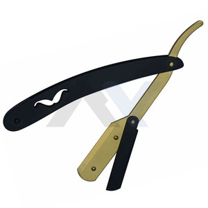 Rasoir droit professionnel de barbier, lame dorée et noire, rasoir de sécurité pour hommes, shavette - Product Image 2