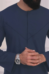 Jubbah Thobe à col rond et manches longues, de haute qualité, fabriqué en usine, vente directe, robe longue boutonnée, Thobe islamique - Product Image 3