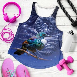 Camiseta sin mangas para mujer con apliques florales de pájaro azul, cuello redondo, transpirable, de poliéster tejido, estilo casual, longitud regular, sublimación - Product Image 6