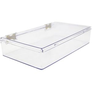 Scatola Espositiva e Contenitore per Oggetti Preziosi in Plastica Rigida Trasparente 26,3 cm L x 15,2 cm L x 5,1 cm H con Coperchio a Cerniera - Product Image 1