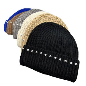 High Quality <b>Winter</b> Unisex Solid Color Knitted Beanie <b>Cap</b> Customized Design With Rhinestone Decoration Acrylic knitted <b>Cap</b> - Product Image 6