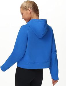 Customized Gym Women's Full-Zip Up Hoodies <b>Jacket</b> Fleece <b>Workout</b> Crop Tops Sweatshirts with Pockets Thumb Hole - Product Image 4
