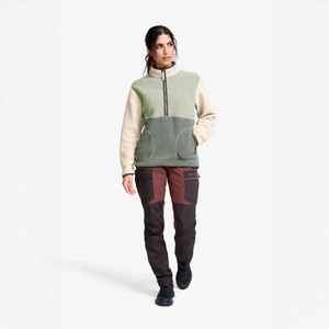 Veste polaire pour femme à demi-zip personnalisée OEM de haute qualité, col montant, chaude pour l'hiver, en polyester recyclé, style Sherpa - Product Image 2