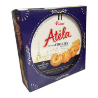 Biscuits au beurre premium 320g, collation sucrée, boîte en métal bleue, fabricant OEM ODM