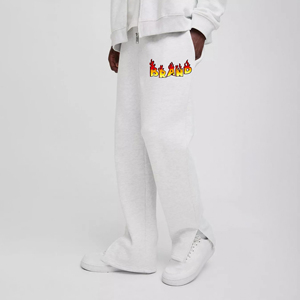 2026 New Men's <b>White</b> Cotton Sweatpants Accept Custom Logo Regular Fit Mid Waist Casual Plus Size Autumn Wear Straight Breathable - Product Image 1