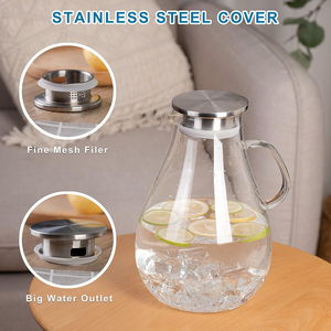 Portable Glass Beverage Water Jug with Strong Handle Leakproof Lid 1.8L BPA Free Eco-Friendly for Travel Sports Use - Product Image 6
