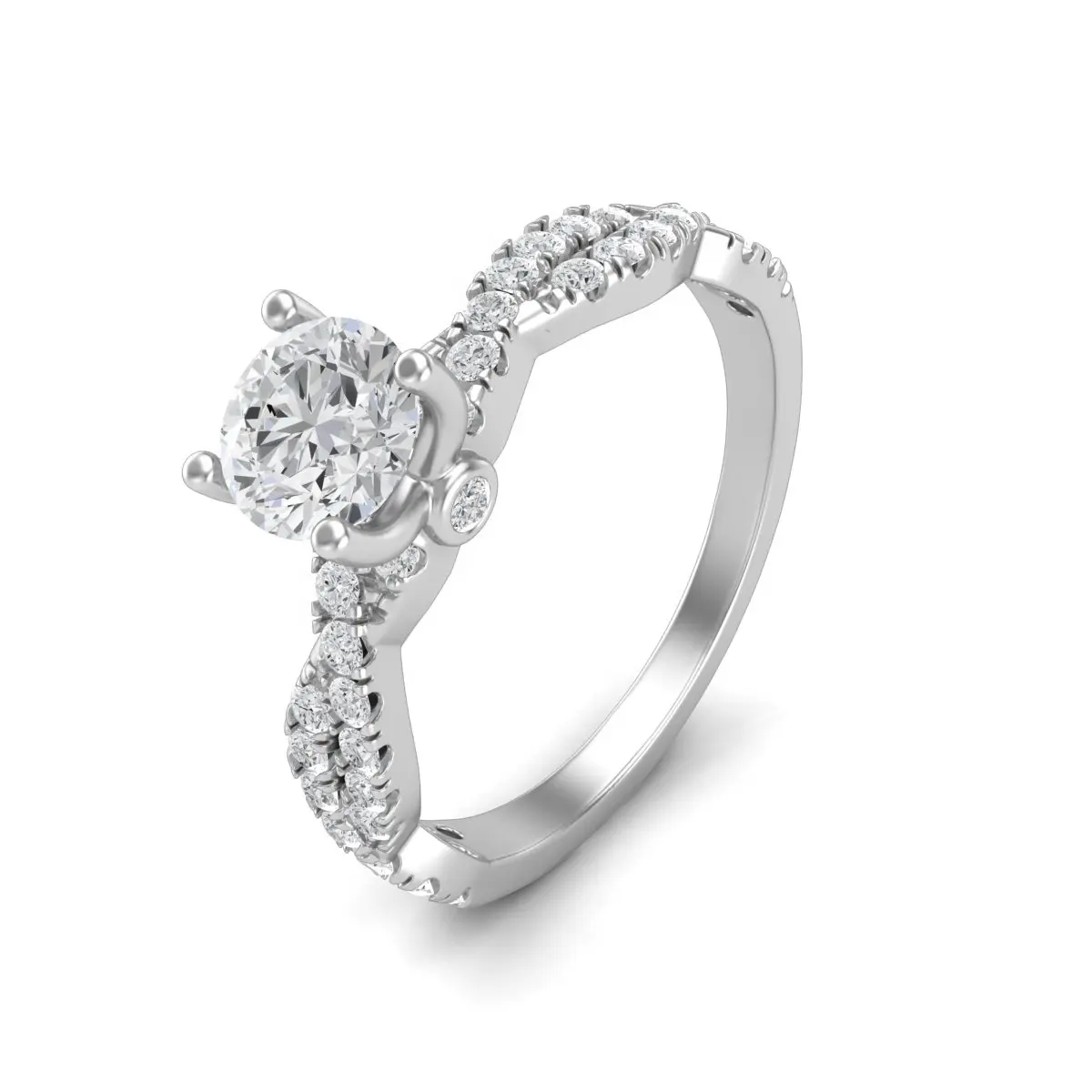 Calista Kustom Grosir Mewah Wanita Cincin Pertunangan 10K Emas Putih Cincin Cubic Zirconia Perhiasan untuk Pasangan