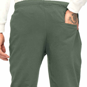 Pantalon de survêtement en coton vert olive pour homme, taille élastique, poches latérales, style décontracté, idéal pour l'automne - Product Image 4