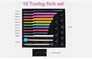 Ensemble de diapasons à 10 couleurs Mars International, ensemble de diapasons pour chakras, en alliage d'aluminium - Product Image 4