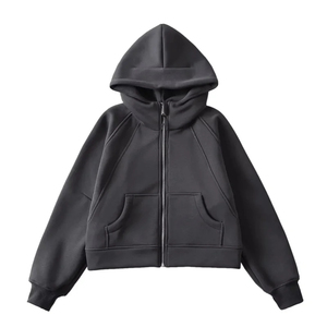 Sudadera con capucha gruesa estilo streetwear para mujer, otoño-invierno 2024, holgada, color liso, abrigo informal, chaqueta corta Y2K 100% frontal - Product Image 1