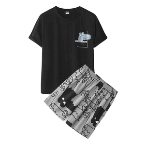 Men's Casual Summer Shirts Shorts Set Short-Sleeved T-Shirt 100% Bamboo Fiber Eco-Friendly 3D Printed Pattern Custom Logo Acid - Product Image 1