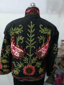 Veste Suzani noire faite à la main, brodée, pour femme, style vintage, broderie Suzani, manteau bohème, veste florale ethnique - Product Image 4