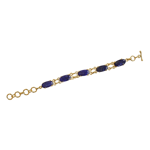 Jewelry Manufacturer Recycled Brass Gemstone Bracelet - 18K Gold Plated Blue Gemstone Wholesale Jewelry India - Product Image 2