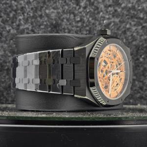Reloj de Lujo para Hombre de 41 mm, Estilo Cerámico Negro, Movimiento Mecánico Automático, Analógico, Esqueleto Dorado, Correa Integrada de Acero Inoxidable de 16 mm - Product Image 3