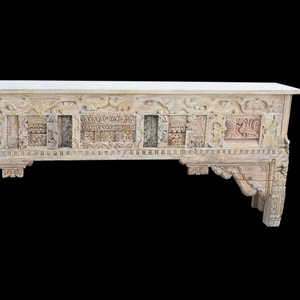 Haswani Handicrafts Wooden <b>Console</b> <b>Table</b> Hand Carved Antique White Rustic Solid Wood Vintage Entryway <b>Console</b> Decorative Living - Product Image 1