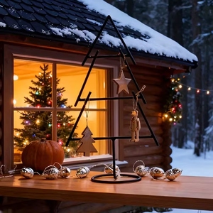 Sculpture d'arbre de Noël en métal noir de qualité supérieure, avec un design minimaliste moderne en fil métallique, idéale pour la décoration des fêtes - Product Image 5