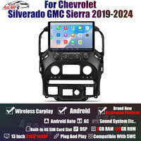Autoradio GPS Android 14 13'' AuCar pour GMC Sierra Chevrolet Silverado 2019-2025 Lecteur DVD Multimédia Automobile Vidéo