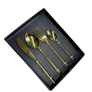 Juego de Cubiertos de Acero Inoxidable Dorado de Lujo, 24 Piezas, Juego de Cubiertos con Acabado Espejo, Vajilla Moderna para Bodas y Restaurantes, Cuchara, Tenedor, Cuchillo - Product Image 1