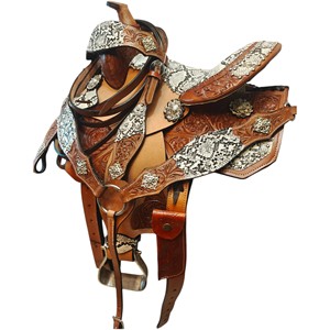 Silla de montar western de cuero premium para carreras de barriles, para adultos, disponible en todos los tamaños. - Product Image 2