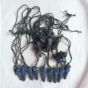 Collar de Péndulo de Cristal de Lapislázuli al por Mayor, Colgante de Piedra Preciosa Ajustable con Macramé - Product Image 2