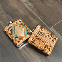 Nueva Botella de Cadera Personalizada Ecológica de Acero Inoxidable de 8oz con Envoltura de Cuero Genuino de Vaca Hecha a Mano de Arshiya Enterprises