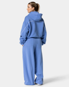 Conjunto de chándal de 2 piezas para mujer, estilo streetwear oversize, con contraste en azul bebé, pantalones de chándal con cordón en la cintura, 100% algodón - Product Image 6