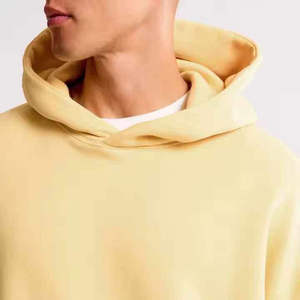 Sweat-shirt à capuche unisexe jaune, coupe classique, couleur unie, décontracté, poche avant, coton French Terry, vêtement d'automne - Product Image 4