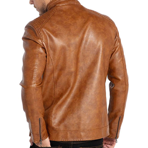 Veste en cuir et coton bleu marine pour homme, fermeture éclair sur le devant, col rabattable, respirante, séchage rapide, personnalisable, prix de gros - Product Image 2