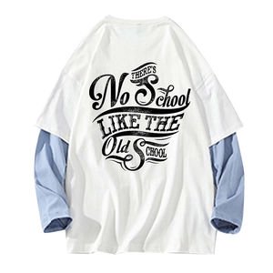 Camiseta Casual de Manga Larga para Hombre, 100% Algodón, Doble Capa, Personalizada, Talla Grande, Lisa, Estampada, Tejida - Product Image 6