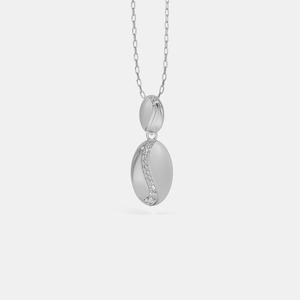 14K White Gold Oval Swirl Lab Grown Diamond Pendant Necklace - Product Image 4