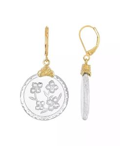 Orecchini di fiori incisi in vetro tedesco color oro | 2028 - Product Image 1