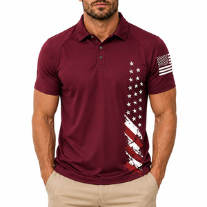 Camiseta de Golf Raglán Patriótica Americana con Estampado Personalizado, Diseño Retro, Elástica, de Manga Corta, Informal, de Secado Rápido y Transpirable - Product Image 3