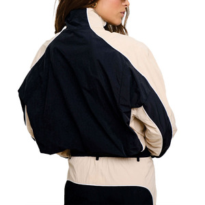 Custom Women Cropped Track <b>Jackets</b> <b>Lightweight</b> Contrast Panel Windbreaker Tracksuit Zipper Front Stand Collar OEM <b>Jacket</b> for men - Product Image 2
