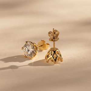 Pendientes de Diamantes Cultivados en Laboratorio de Corte de Lujo, Chapados en Oro de 9k, Corona de Oro Original de 6 Puntas, Joyería Fina de Boda para Mujer - Product Image 4