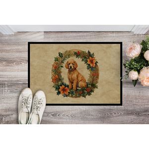 Poodle Christmas Flowers Doormat Non-Slip Washable Low Pile 24H X 36W <b>Indoor</b> Outdoor Entryway Rug Front <b>Door</b> <b>Mat</b> - Product Image 2