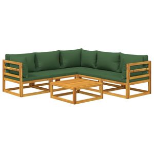 Conjunto de Muebles de Jardín Acolchados Verdes con Madera Natural - Product Image 3