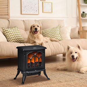 Caminetto Elettrico Indipendente 750W/1500W con Effetto Fiamma e Legna Realistico, Stufa Elegante Nera - Product Image 2