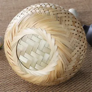 Panier de rangement rond en bambou de luxe, organisateurs de cuisine, conteneur alimentaire tressé, articles ménagers, boîte d'emballage pour thé et café en grains - Product Image 4