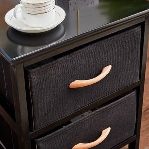 Cassettiera a 2 cassetti con struttura in legno e torre portaoggetti in tessuto: Soluzione efficiente per l'organizzazione degli spazi - Product Image 4