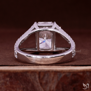 3CT Radiant Cut Lab Grown Diamond Engagement Wedding <b>Ring</b> 10K White Gold <b>Split</b> Pave Band IGI Certified Diamond <b>Ring</b> for Women - Product Image 3