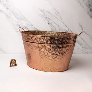 Large Pure Copper Hammered Wine Cooler Tub Handmade Luxury <b>Beverage</b> Ice Bucket for Champagne <b>Serving</b> and Decoration - Product Image 6