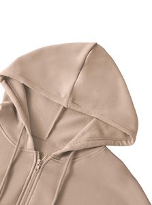 Conjunto de Sudadera de Alta Calidad con Estampado y Hombros Caídos, Top Corto de Manga Larga para Mujer, Sudadera con Cremallera Ajustada y Pantalones Cortos, Conjunto Deportivo - Product Image 4