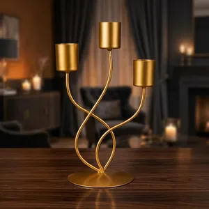 Elegant Gold Metal 3 Arm <b>Candle</b> Holder Stand Decorative Candelabra <b>Centerpiece</b> for Home Table Wedding Party Dining Room Decor - Product Image 5